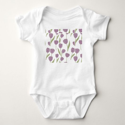 Paarse Tulp Bloemmotief  Romper (Voorkant)