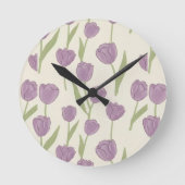 Paarse Tulp Bloemmotief Ronde Klok (Voorkant)