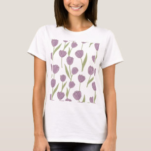 Paarse Tulp Bloemmotief T-shirt
