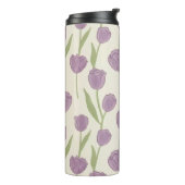 Paarse Tulp Bloempatroon Thermosbeker (Gedraaid links)