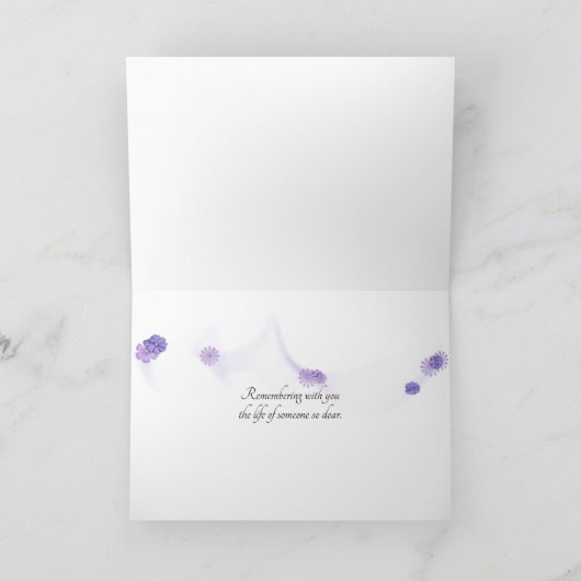 paarse tulp bouquet over zwarte sympathie kaart (Binnen)