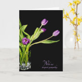 paarse tulp bouquet over zwarte sympathie kaart (Gele Bloem)