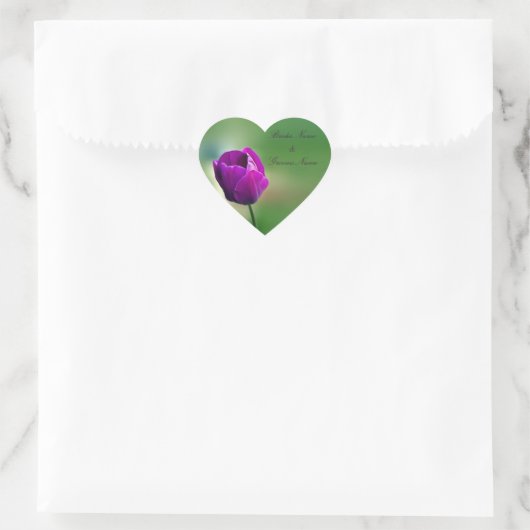 Paarse tulp bruiloft stickers (Tas)
