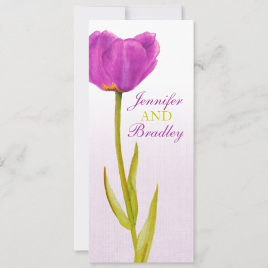 Paarse tulp bruiloftsreceptie dinermenu kaart (Voorkant)