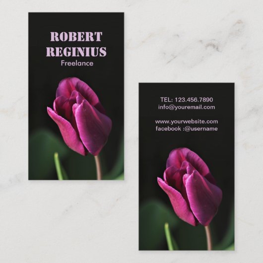 Paarse Tulp Close-up Visitekaartje (Voorkant / Achterkant)