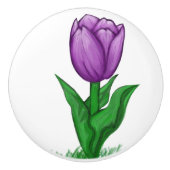 Paarse Tulp Flower Ceramic Knob. Keramische Knop (Voorkant)