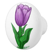 Paarse Tulp Flower Ceramic Knob. Keramische Knop (Rechts)