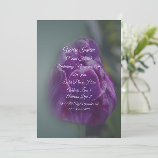 Paarse Tulp Flower Party Kaart (Staand voorkant)