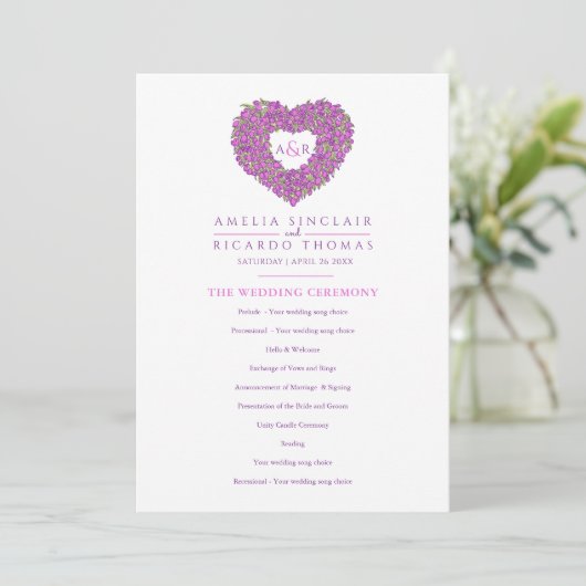 Paarse tulp hardesprek programmakaart (Staand voorkant)