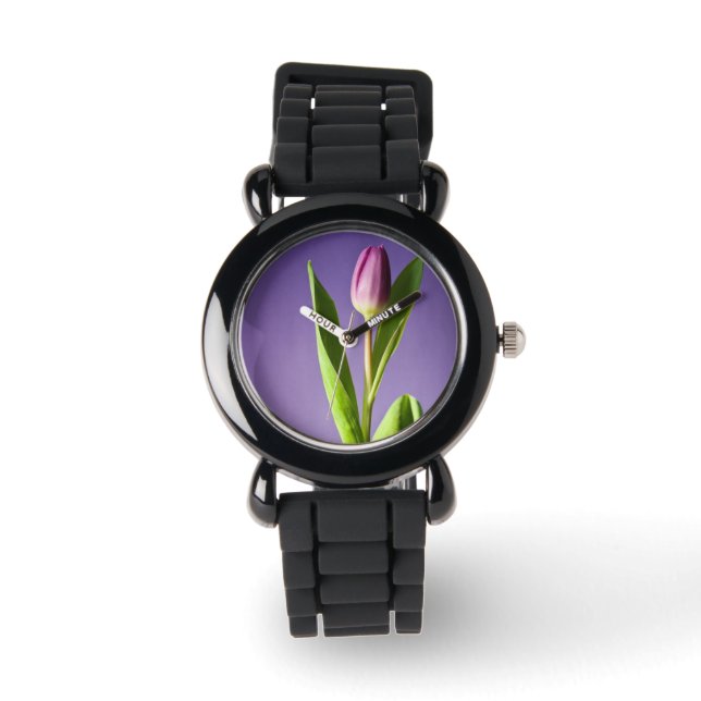 Paarse tulp horloge (Voorkant)