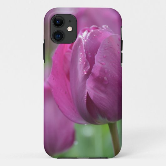 Paarse Tulp met waterdruppels Case-Mate iPhone Case (Achterkant)