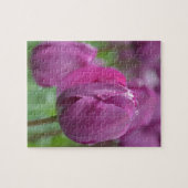 Paarse Tulp met waterdruppels Legpuzzel (Horizontaal)