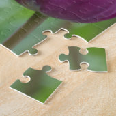 Paarse Tulp met waterdruppels Legpuzzel (Zijkant)