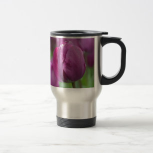 Paarse Tulp met waterdruppels Reisbeker