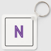 Paarse Tulp Monogram Achterkant Sleutelhanger (Achterkant)