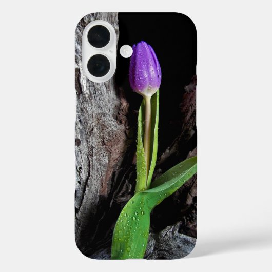 paarse tulp op driftwood Case-Mate iPhone case (Achterkant)
