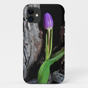 paarse tulp op driftwood Case-Mate iPhone case