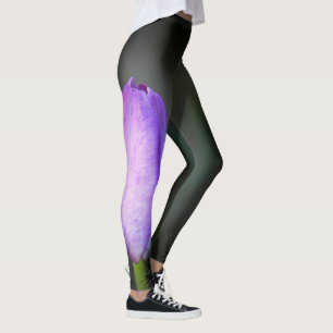 Paarse tulp op rokerig zwart leggings