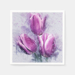 Paarse Tulp Papieren Servetten