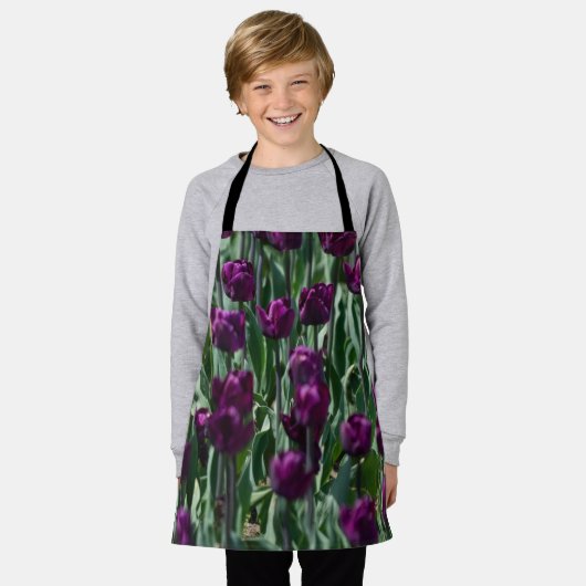 Paarse Tulp Schort (Gedragen)