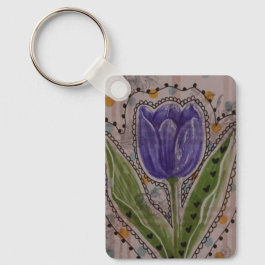 Paarse Tulp Sleutelhanger (Voorkant)