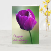 Paarse Tulp Verjaardag Kaart (Gele Bloem)