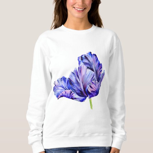 Paarse Tulp Waterverf Damesoverhemd Trui (Voorkant)
