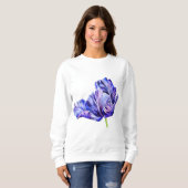 Paarse Tulp Waterverf Damesoverhemd Trui (Voorkant volledig)