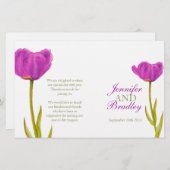 Paarse tulp waterverf huwelijksprogramma (Voorkant / Achterkant)