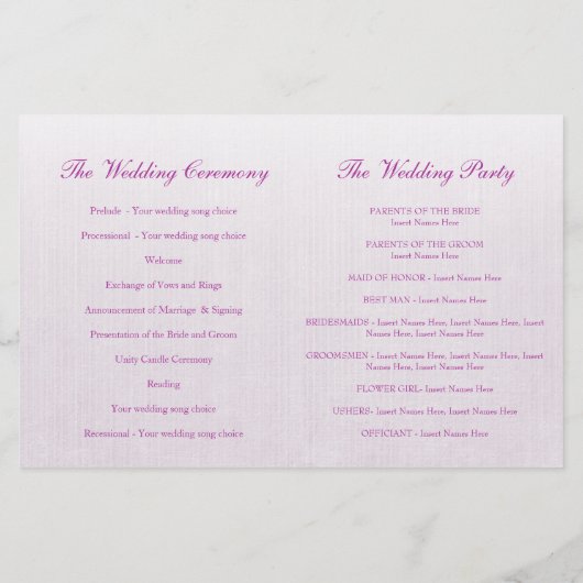 Paarse tulp waterverf huwelijksprogramma (Achterkant)