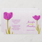 Paarse tulp waterverf huwelijksprogramma (Voorkant / Achterkant)