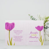 Paarse tulp waterverf huwelijksprogramma (Staand voorkant)