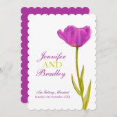 Paarse Tulp waterverf Kunst Lente bruiloft Kaart (Voorkant / Achterkant)