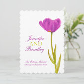 Paarse Tulp waterverf Kunst Lente bruiloft Kaart (Staand voorkant)