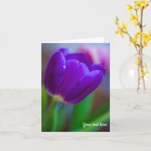 Paarse tulp Wenskaart Kaart (Gele Bloem)