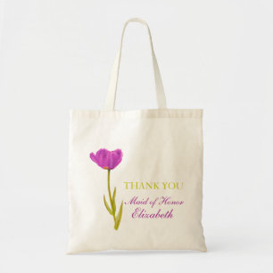 Paarse tulpbloem, huwelijksdienstmeisje met eremta tote bag
