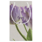 Paarse tulpbloem, speciale cadeautassen klein cadeauzakje (Achterkant)
