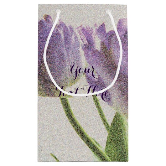 Paarse tulpbloem, speciale cadeautassen klein cadeauzakje (Achterkant)
