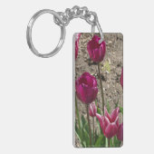 Paarse tulpen acrylen sleutelhanger (Voorkant Links)