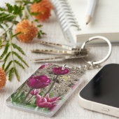 Paarse tulpen acrylen sleutelhanger (Voorkant Rechts)