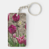 Paarse tulpen acrylen sleutelhanger (achterkant)