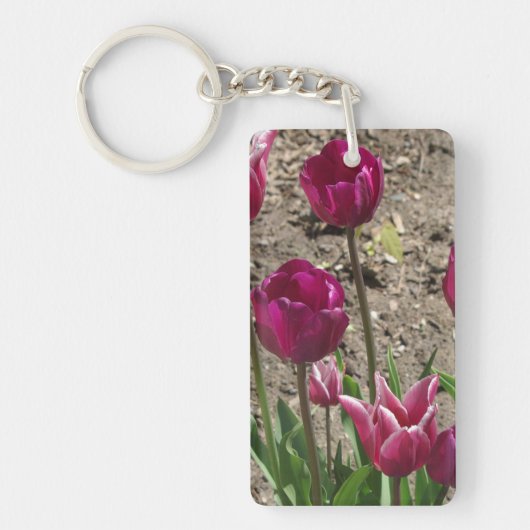 Paarse tulpen acrylen sleutelhanger (Voorkant)