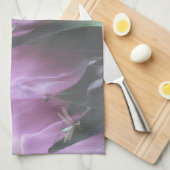 Paarse Tulpen Aqua Dragonflies Keuken Handdoeken (Quarter Fold)