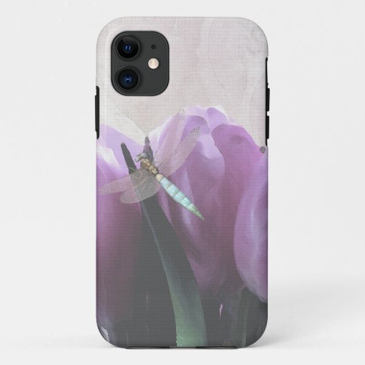 Paarse Tulpen Aqua Dragonfly Case-Mate iPhone Case (Achterkant)