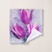 Paarse tulpen bad handdoek (Wasdoekje)