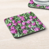  Paarse Tulpen Bier Onderzetter (Linkerzijde)