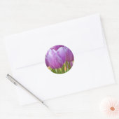 Paarse tulpen bloeien in het voorjaar ronde sticker (Envelop)