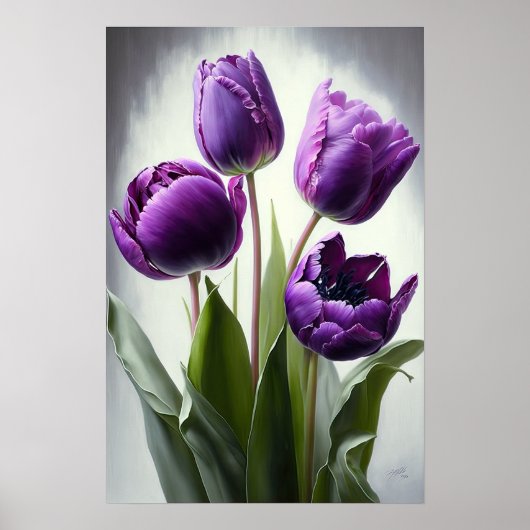 Paarse Tulpen Bloem Kunstprint Poster (Voorkant)