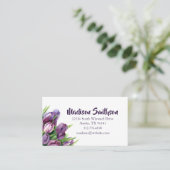 Paarse Tulpen Bloemen Waterverf Business/ Contactkaartje (Staand voorkant)