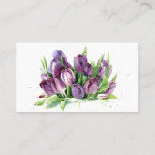 Paarse Tulpen Bloemen Waterverf Business/ Contactkaartje (Achterkant)
